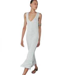 NWT Zara Metallic Maxi Dress. Bodycon Ribbed, No Slit Sz. S
